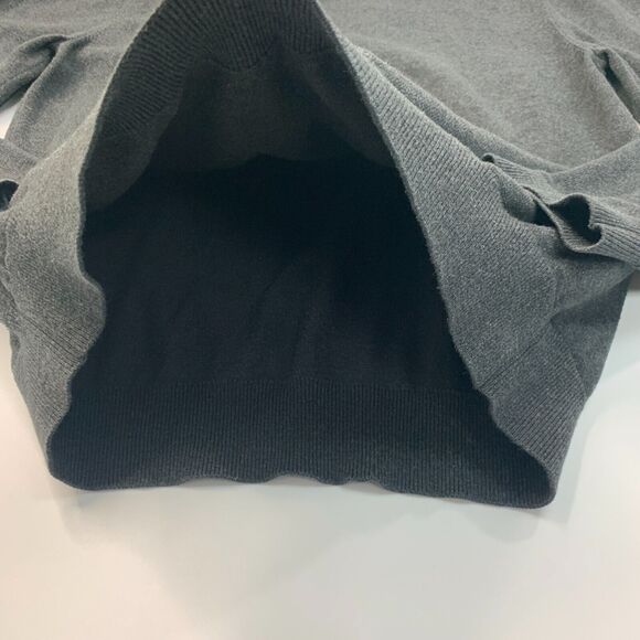 Lands End Sweater Mens M Medium Gray Pima Cotton V Neck Ribbed Trim Pullover - Picture 8 of 12